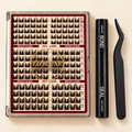 Barely Black deep brown cluster lash kit with black bond and seal and tweezers